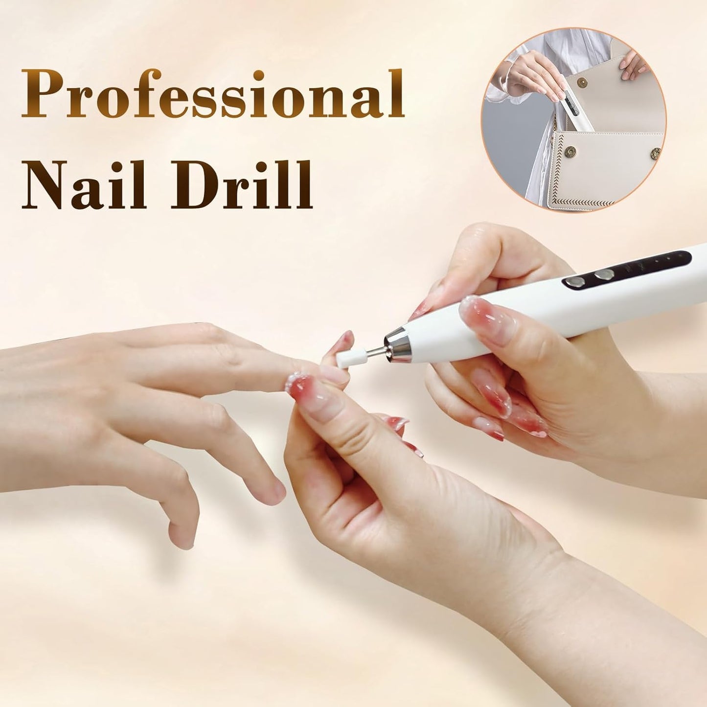 Electric Nail File, DOCOCO Cordless Nail Drill, Portable Efile Nail Set for Acrylic Gel Dip Powder Nails, Rechargeable Nail Machine with Nail Drill Bits for Salon Home