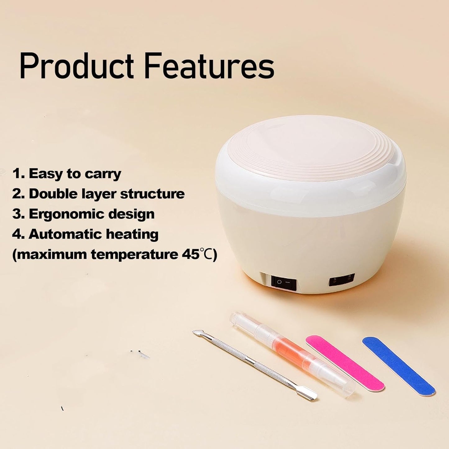 Electric Nail Soaking Bowl Heated Nail Remover Professional Manicure Kit Quick Gel Polish Removal Home Salon Tool