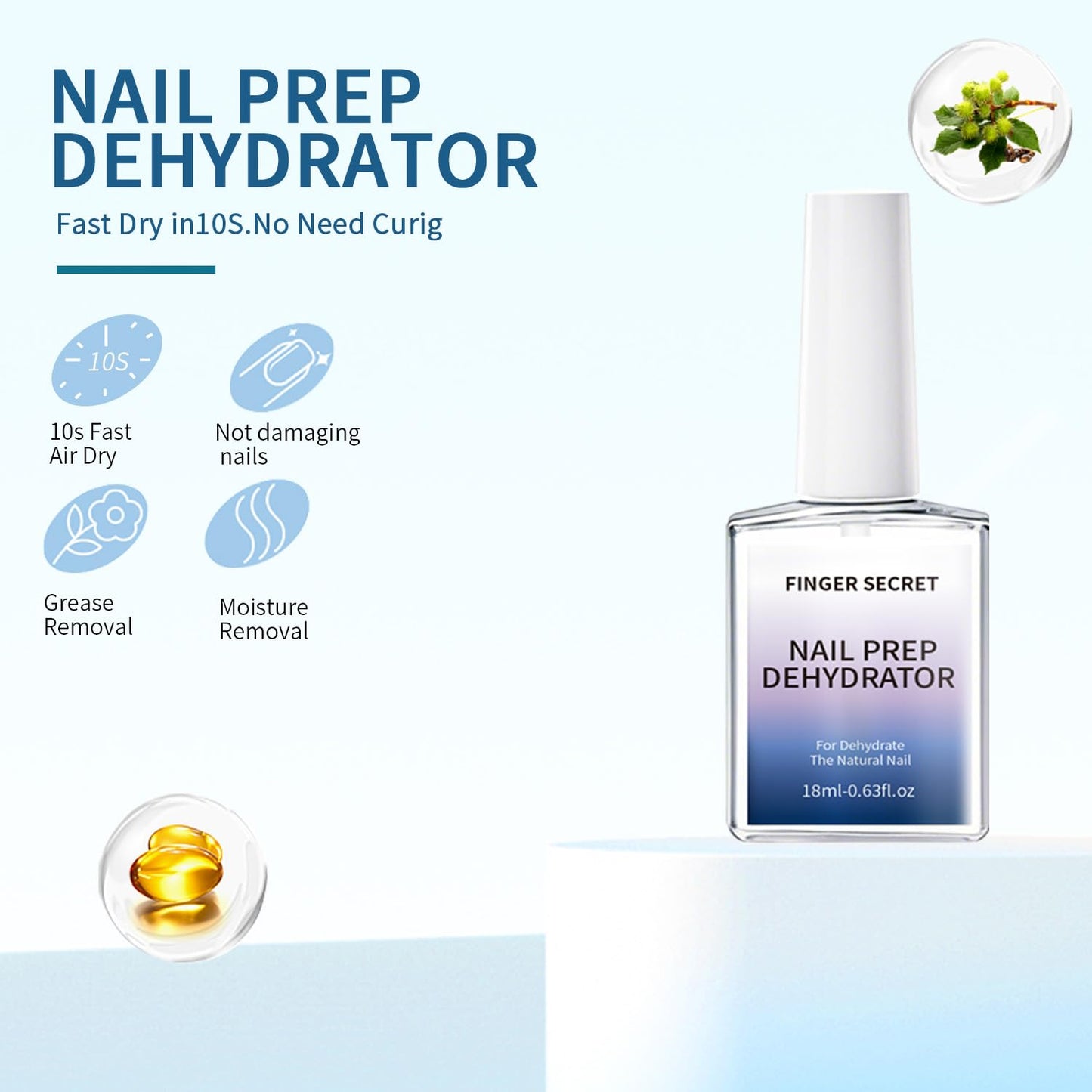 X-Strength Nail Primer and Prep Dehydrator Poly Gel Nail Kit,Nails Fast Dry Prep Base Coat Kit for Design Nail Art in Salon or Home Use 18ml/0.63floz