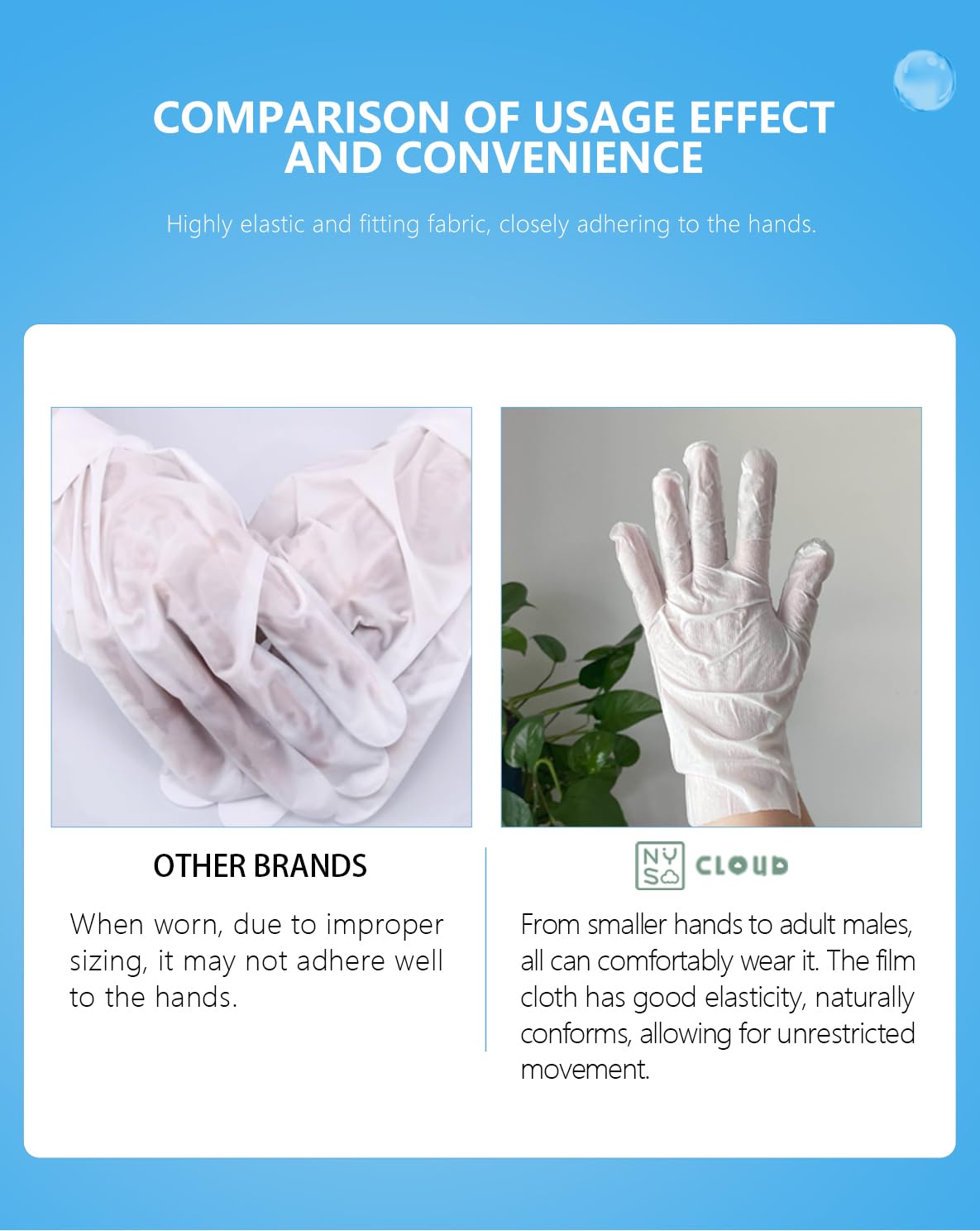 Elastic Skinny Hand Mask, 10 Pairs of Serum-Infused Moisturizing Hand Gloves for Dry and Tired Skin Repair