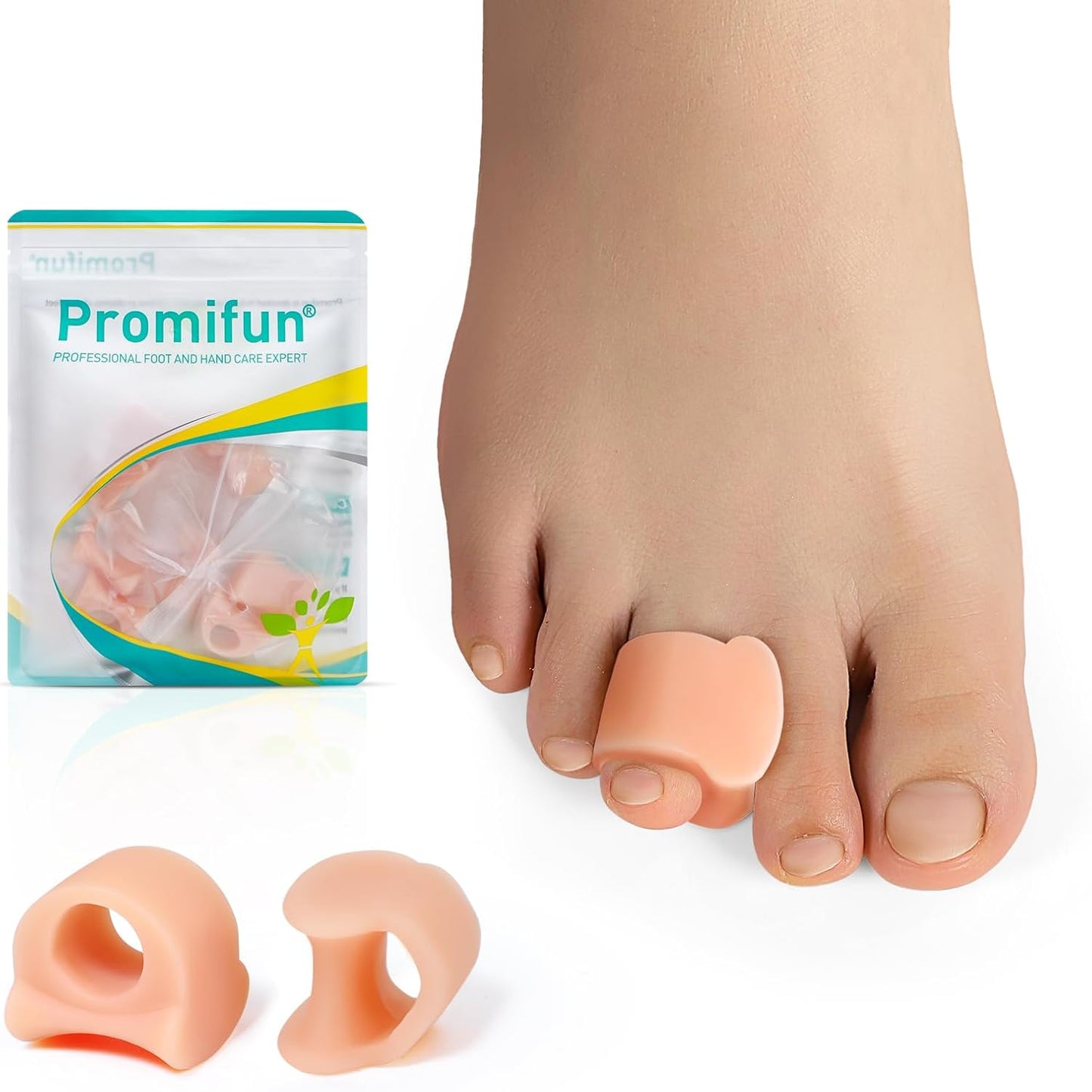 Toe Separators for Women Gel Toe Separators for Overlapping Toes, Bunions, Big Toe Alignment, Corrector and Spacer, Preventing Rubbing Relieve Pressure (Medium, 12 Pack, Beige)