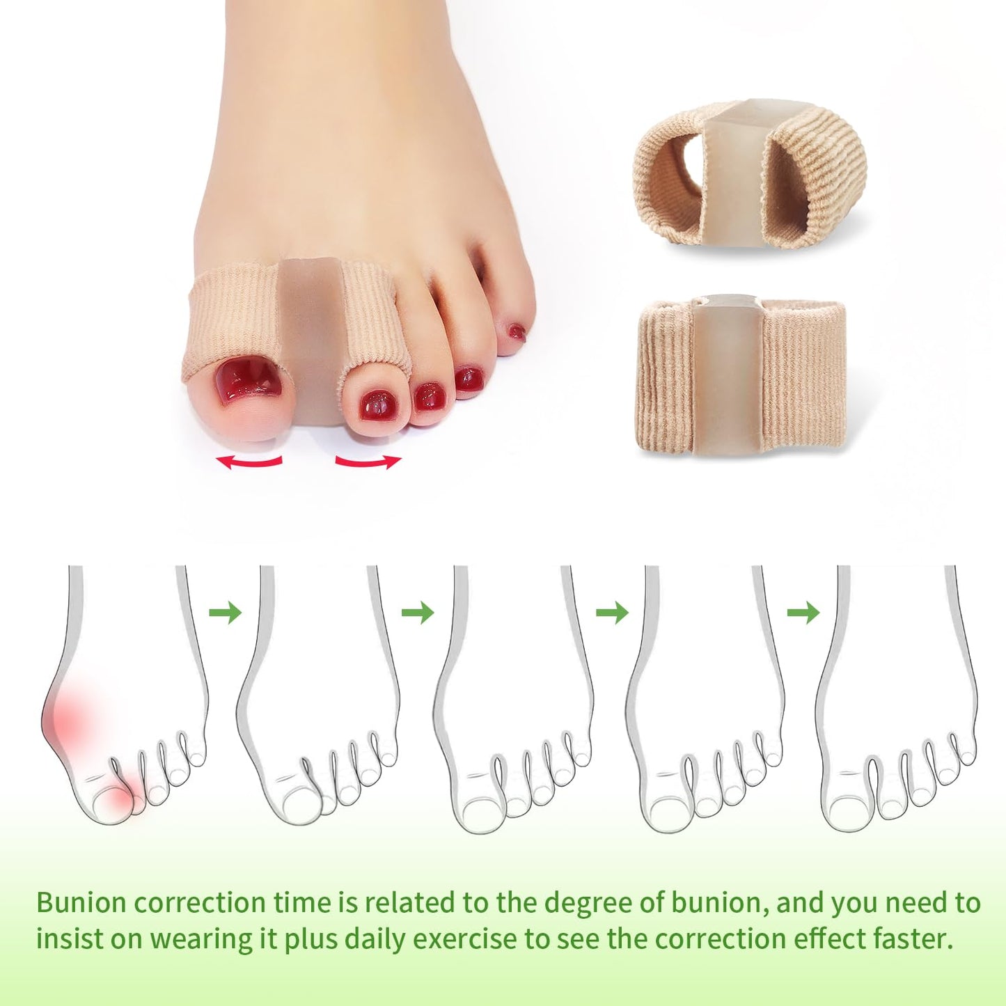 Niupiour Gel Bunion Toe Separators W/Fabric Lining for Big Toe, Silicone Toe Spacers Bunion Correctors for Overlapping Toe, Breathable Toe Corrector Protector for Women and Men, Relieve Foot Pain