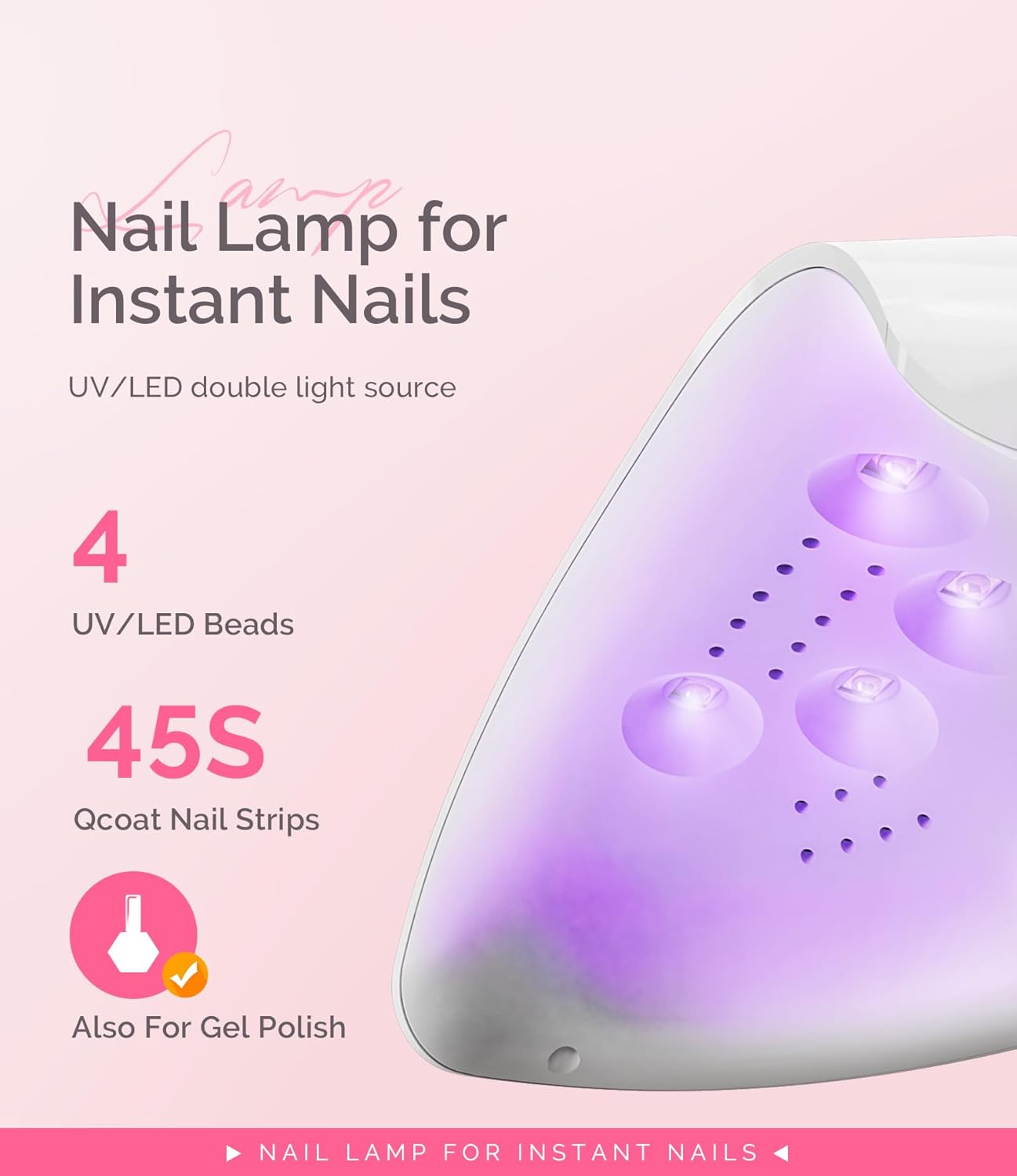Melodysusie Starter-Friendly Mini LED UV Nail Lamp with 2 Timers, Pocket-Sized for Handheld & Desktop Use, P-art04 UV Light for Gel Nail Especially Instant Nails, Base/top Coat & Half-Cured Gel White