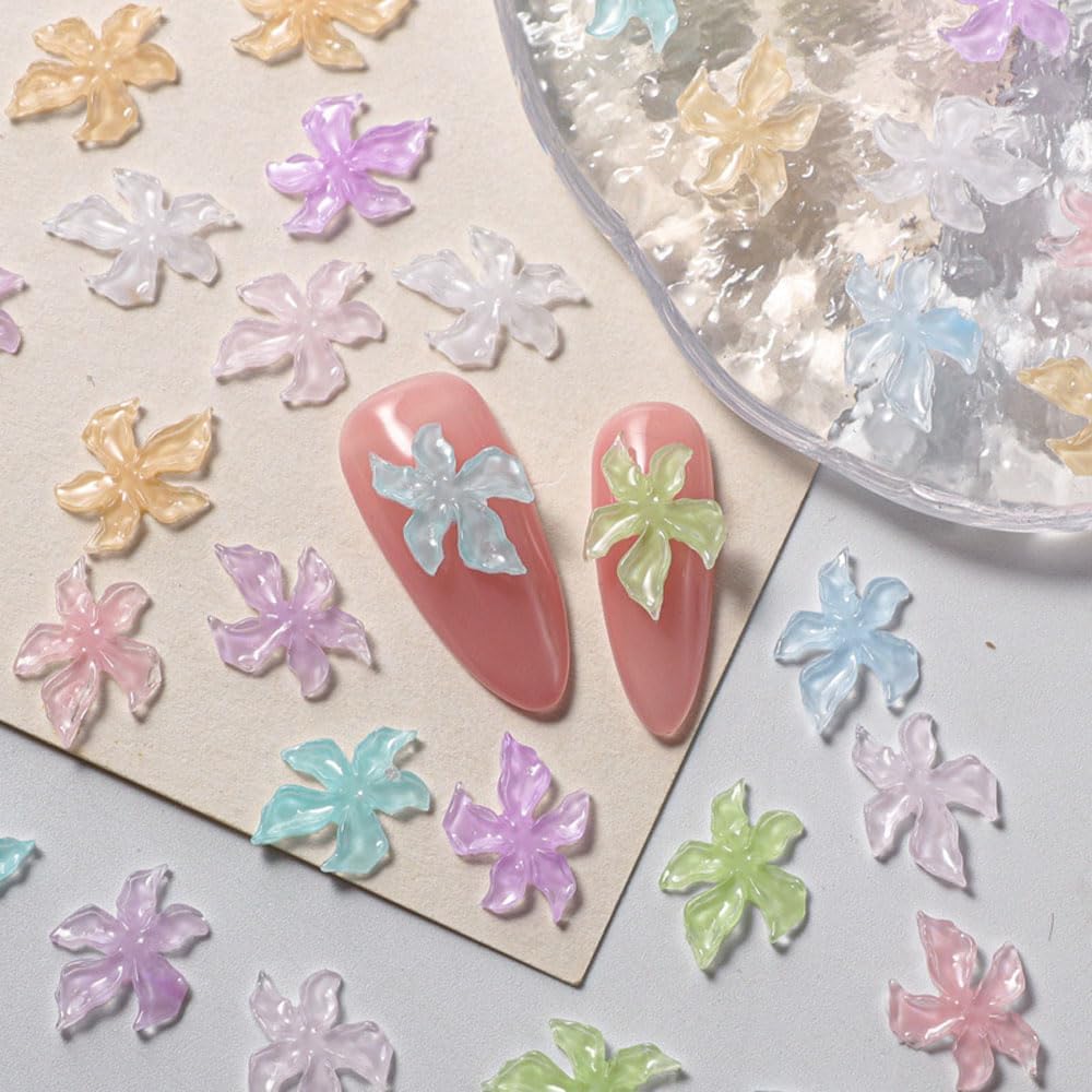 150-Piece Crystal Flower Nail Charms Set, Mixed Color 3D Rhinestones, Spring Floral Design, Manicure Decoration
