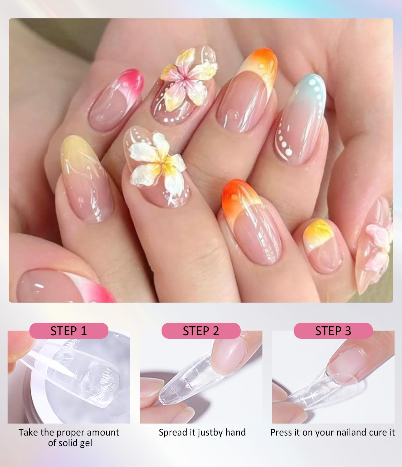 Solid Builder Gel and Chrome Nail Powder Kit BISHENGYF: 4 In 1 No Wipe 3d Sculpting Nail Gel Aurora Pink White Pearl Chrome Nail Powder Clear Non-Sticky Hand Extension Glue for Nail Decoration 30g