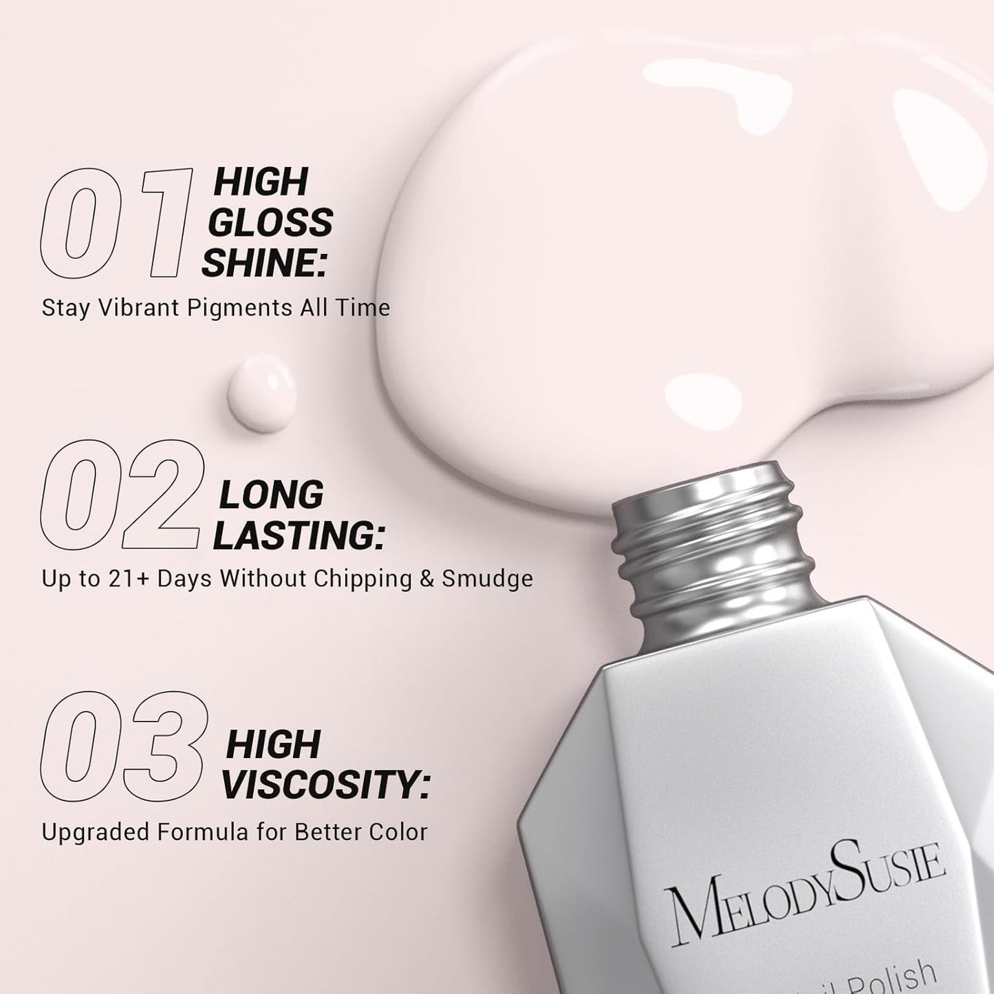 MelodySusie Thick White Gel Nail Polish,0.5fl oz Nails Soak Off UV LED Milky Pink Gel Polish Gift for Women Nail Art Manicure Salon DIY Nail Design Decoration at Home-A1401