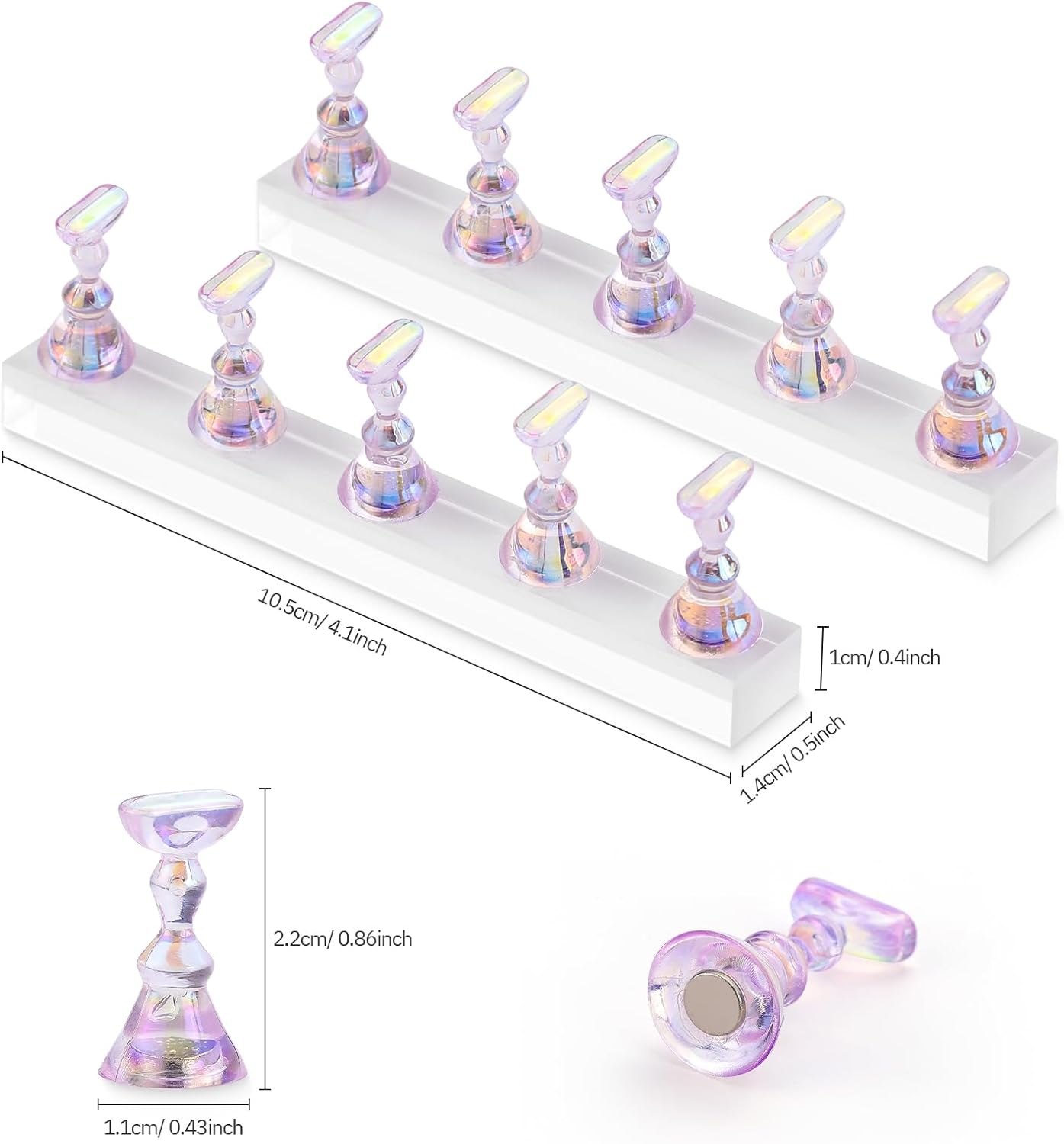 Etercycle Nail Stand for Press On Acrylic Nails Art Display Stand Nail Holder for Painting Magnetic Nails Stand with Double-sided Tape for Home DIY Salon Supplie (Purple)