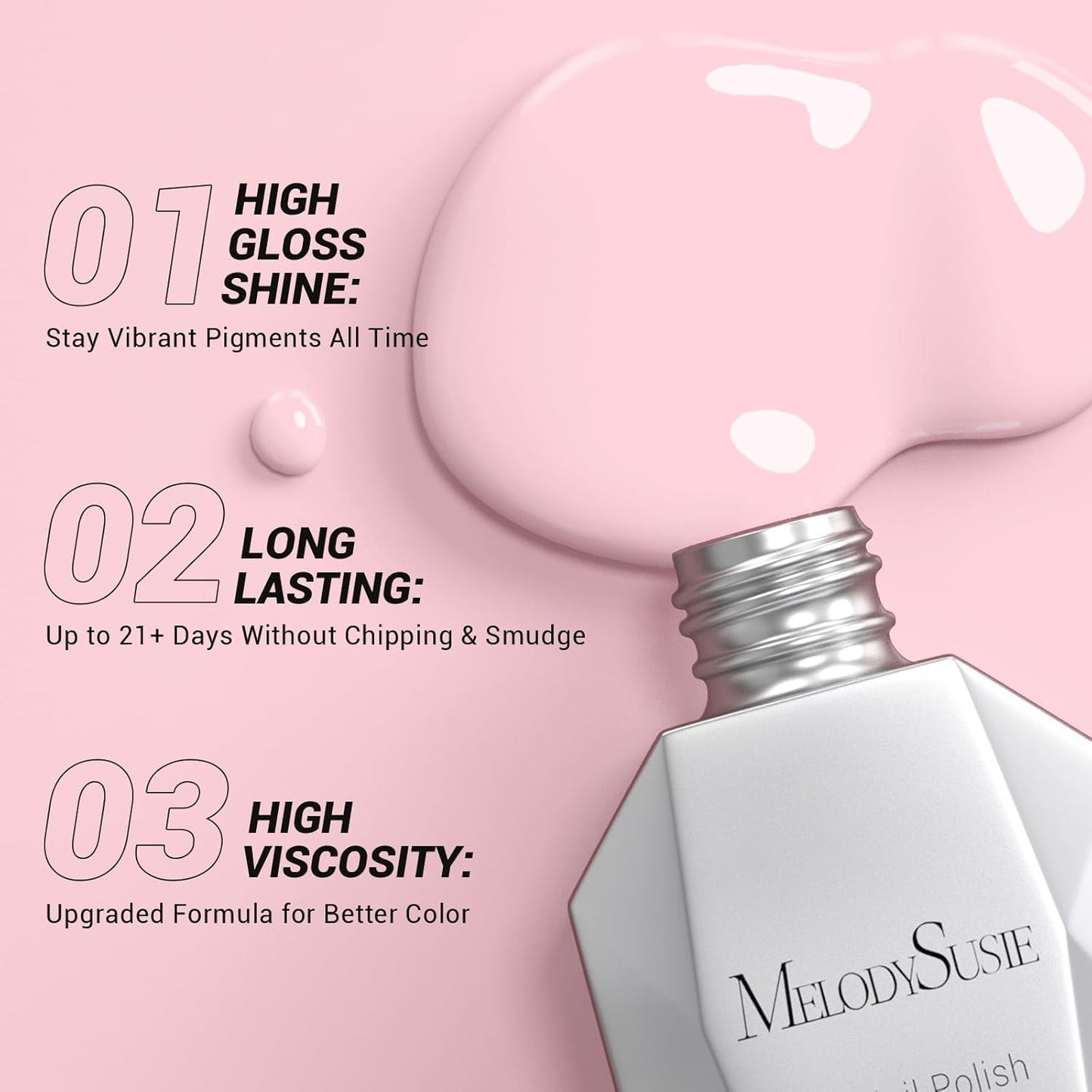 MelodySusie Thick Creamy Pink Gel Nail Polish,0.5fl oz Soak Off UV LED Spring Summer Baby Pink Gel Polish Gift for Women Nail Art Manicure Salon DIY Nail Design Decoration at Home-A1603