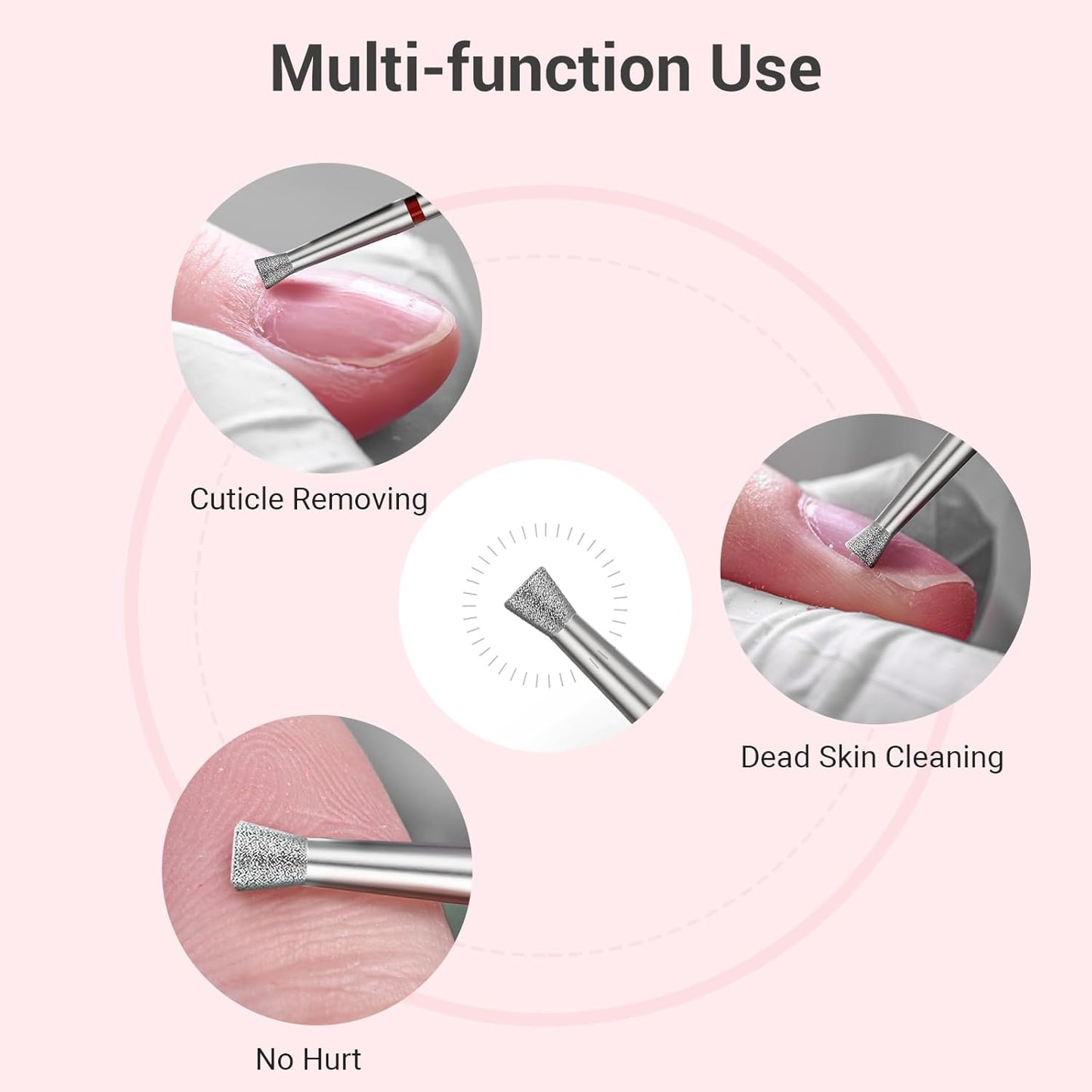 MelodySusie 6.7mm Inverted Tapered Cuticle Clean Nail Drill Bit 3/32'', Professional Safety Carbide Diamond Under Nail Cleaner for Cuticle Dead Skin Nail Prepare, Beginners Bits, Series Bit-S, Fine