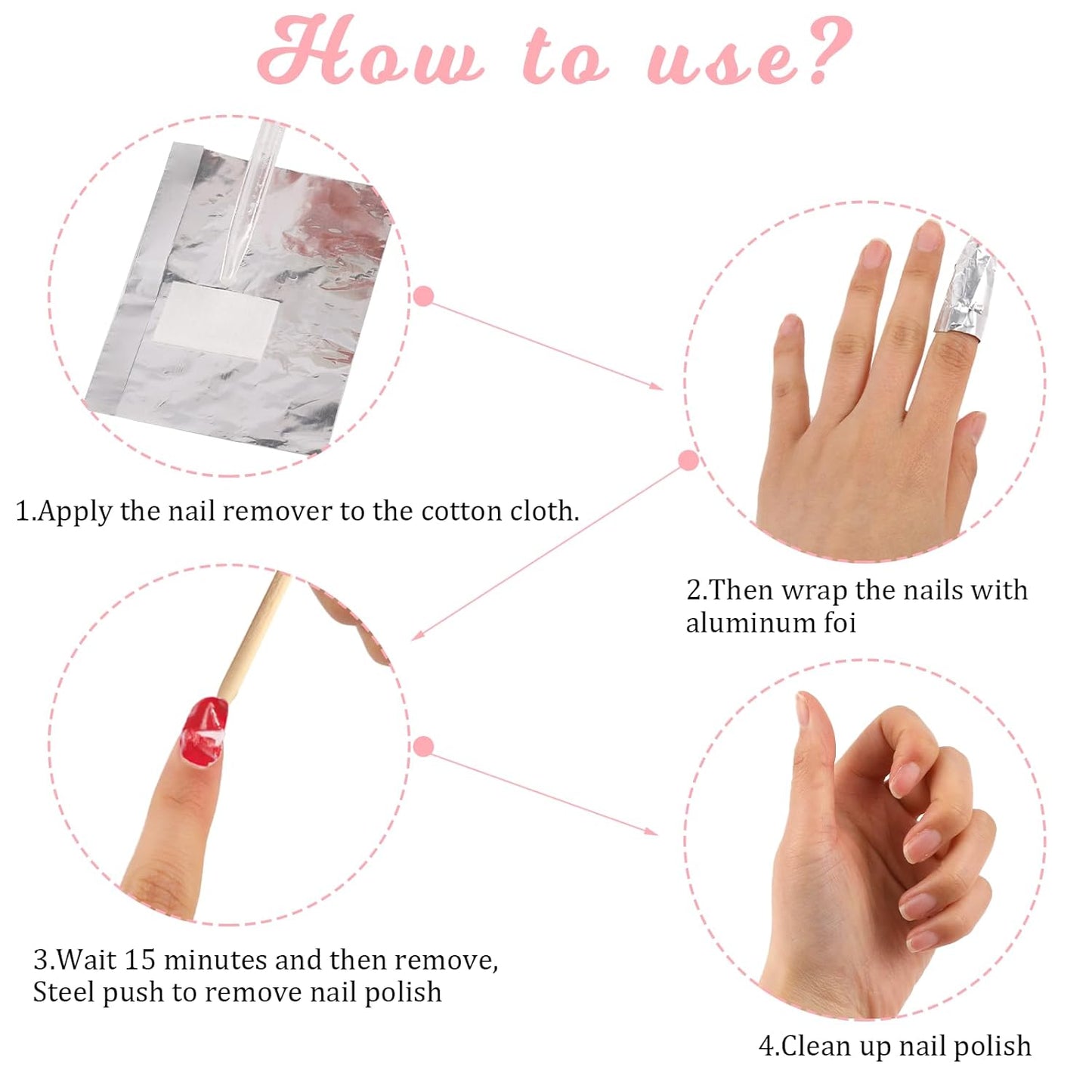 200 Pcs Nail Polish Remover Gel Nail Foil Wraps Soak Off Foils Cotton Pads Gel Polish Remover Soak Off Foils Finger Nail Polish Remover for Soak off Gel Polish Removing
