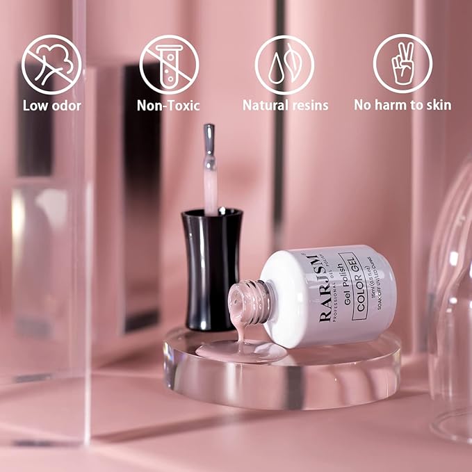 RARJSM Dirty Rose Nude Gel Nail Polish Pale Pink Purple Neutral Color Skin Tone Gel Polish 15ml Single Bottle Cream Mavue Gray Purple Transparent Sheer Polish Soak off UV LED Cured for Home Salon DIY