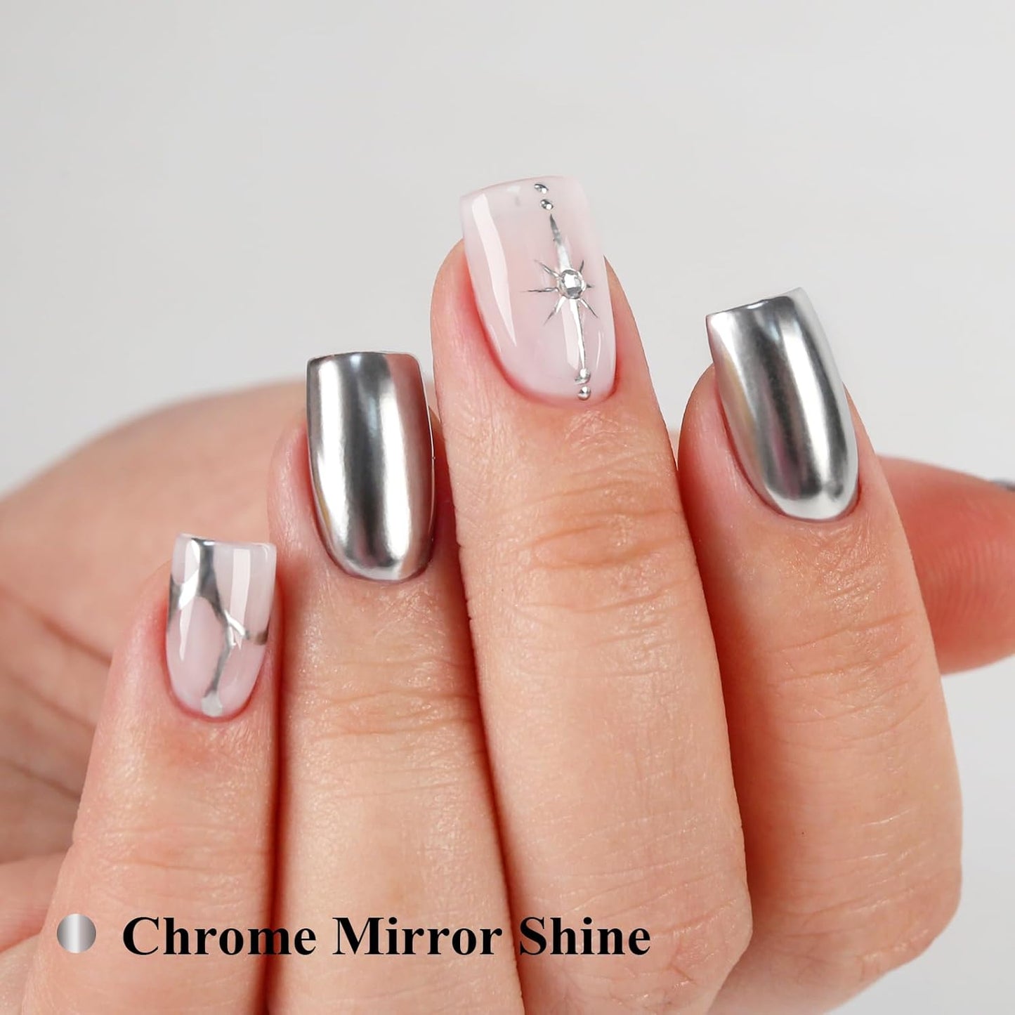 Imtiti Metallic Gel Nail Polish, Chrome Mirror Shine Gel Polish High Gloss Soak Off UV LED Metallic Silver 3D Drawing Mirror Manicure Salon DIY Design 10ML