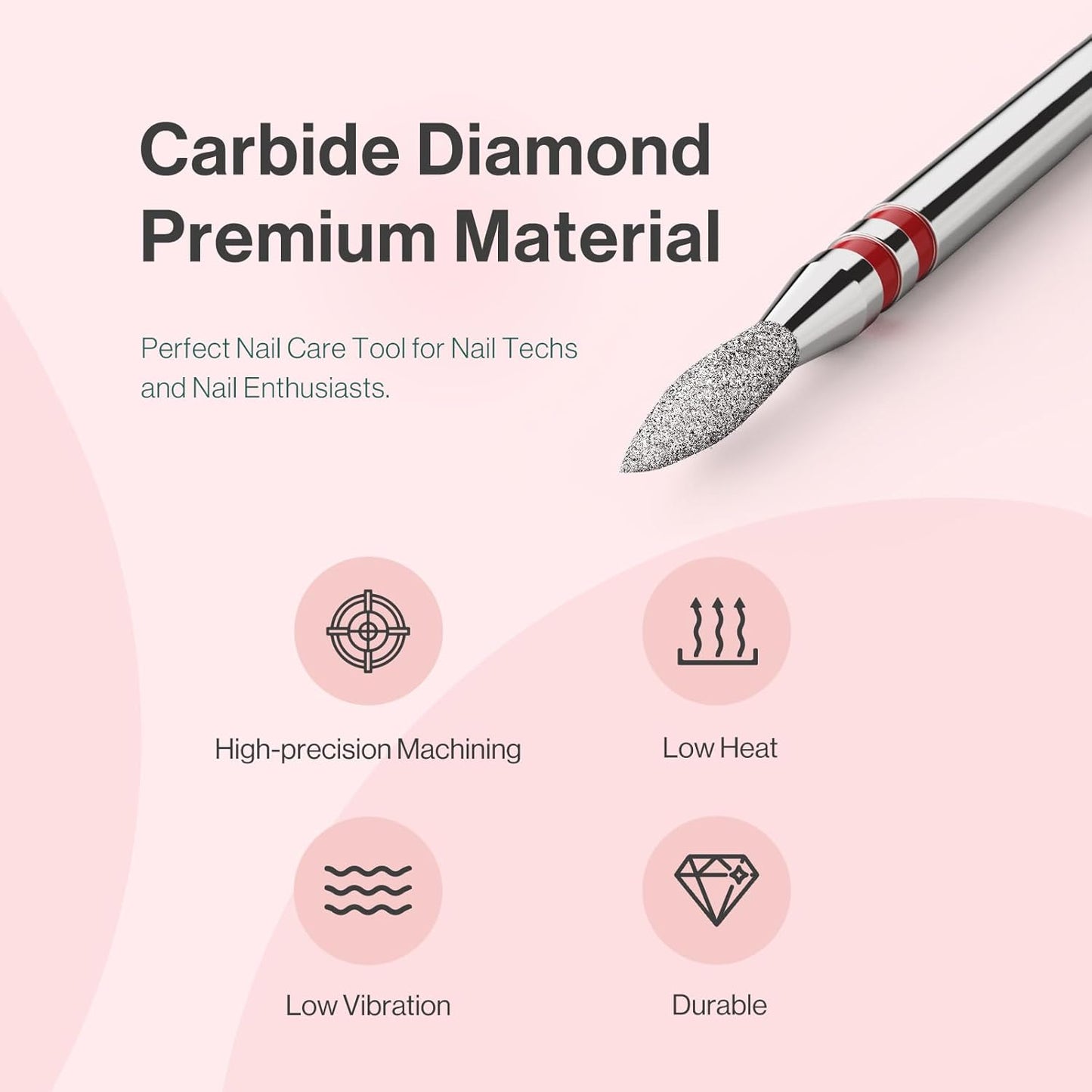 MelodySusie 2mm Flame Shape Cuticle Clean Nail Drill Bit 3/32'', Professional Safety Carbide Diamond Under Nail Cleaner for Cuticle Dead Skin Nail Prepare, Beginners Bits, Series Bit-S, Fine