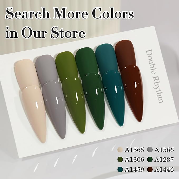 Double Rhythm 0.50 OZ Gel Polish Hema Free Same Color Same Bottle Golden Round Translucent Neutral Natural Milky 15 ML Jelly UV Polish Art DIY at Home (Gray-C1566)