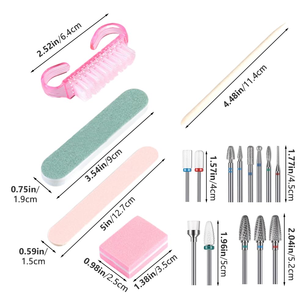 13Pcs Nail Drill Bits Set with 5 Manicure Tools, Drill-Bits for Nails, 3/32'' Professional Nail-Bits for Nail Drill Efile(COLOR:As shown)
