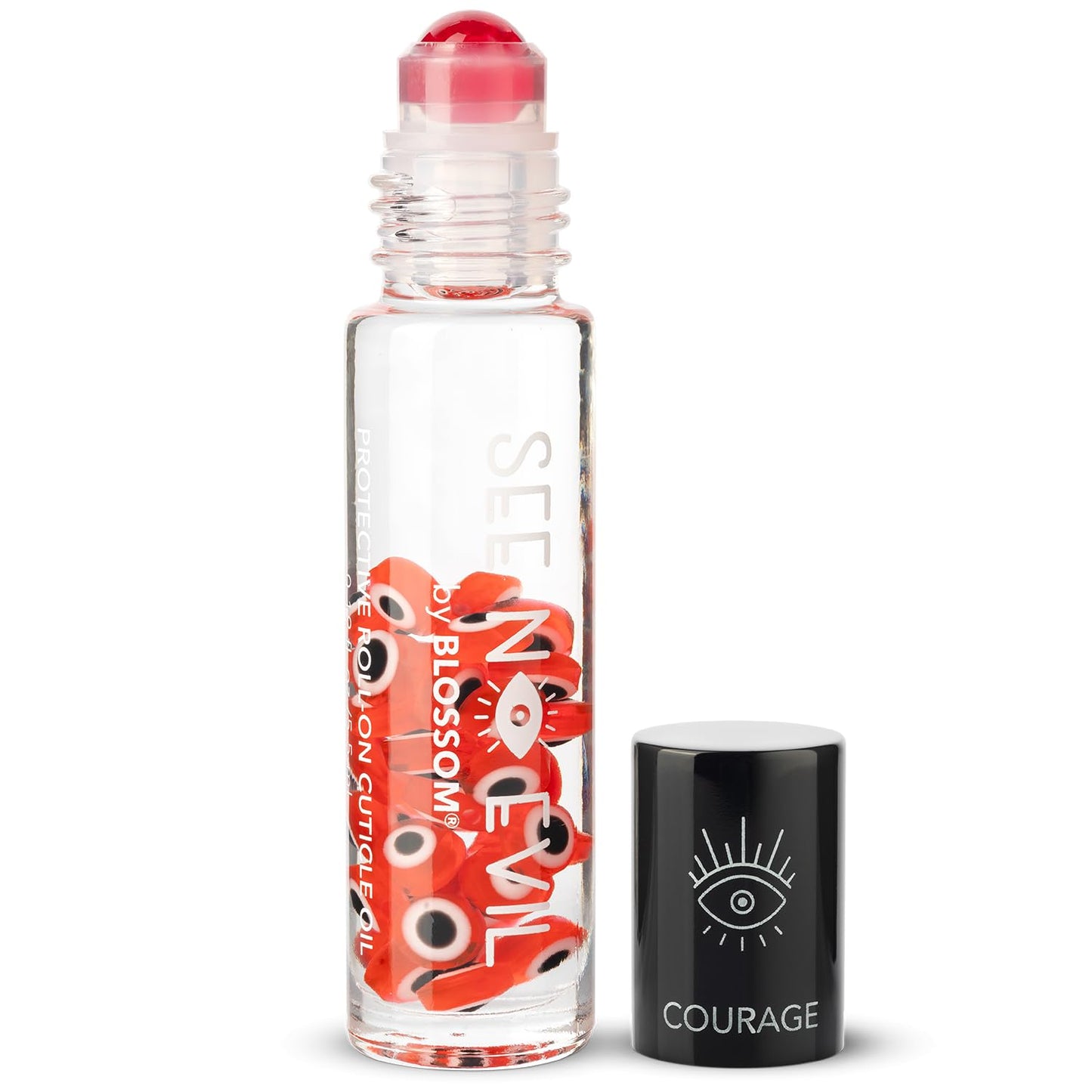 Blossom Cuticle Oil, See No Evil Scented Roll on Cuticle Oil for Nails, Rollerball Application for Nail Support, Cruelty Free, 0.19oz, Courage Rose