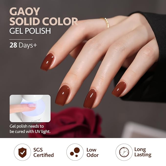 GAOY Hot Fudge Jelly Gel Nail Polish of 6 Transparent Nude Brown Orange Pumpkin Colors Sheer Gel Polish Kit for Salon Manicure and Nail Art DIY at Home