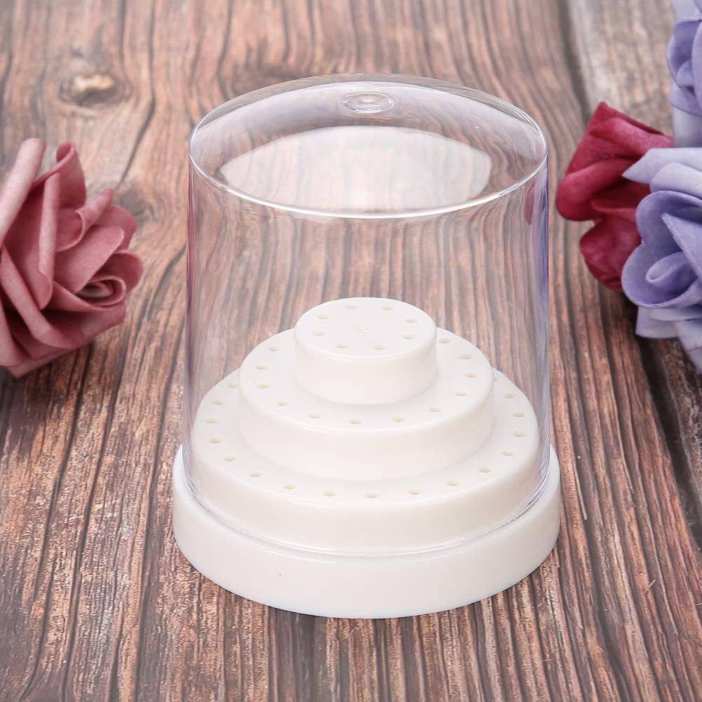 Laven Nail Drill Stand, 48 Holes Nail Art Plastic Nail Drill Stand Holder Drill Bit Display Organizer Box Nail Drill Bit Display(White)