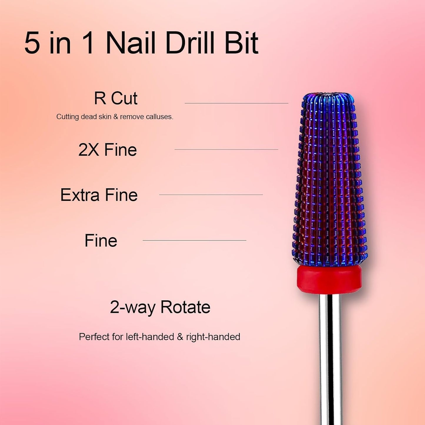 Nail Drill Bits, CORFULRA 5 in 1 Nail Drill Bit Tornado Nail Drill Bit Tungsten Carbide Cuticle Bit, Professional 3pcs Drill Bits for Nails,Acrylic Gel Remover,Under Nail Cleaner Callus Clean, Purple