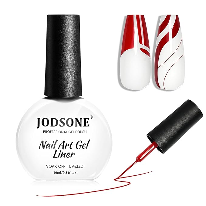JODSONE 10ml Nail Art Gel Liner Red Gel Nail Polish Need U V Lamp Cured with Thin Brush Gift for Girls at Home DIY
