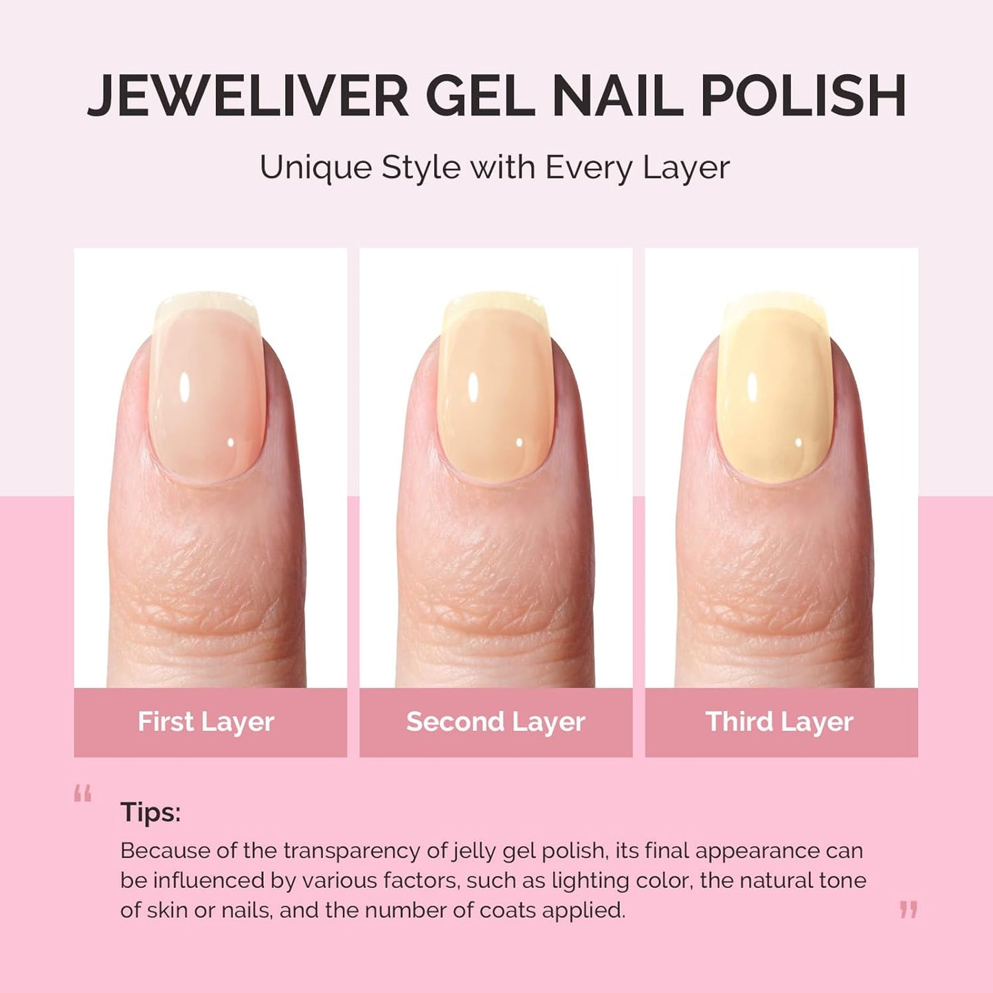 MelodySusie Beige Gel Nail Polish, 0.5Fl.oz Jeweliver Jelly Gel Polish Translucent Plastel White Yellow Neutral Color Soak Off UV LED Gel Polish Nail Art Design Manicure Salon DIY At Home JFR57