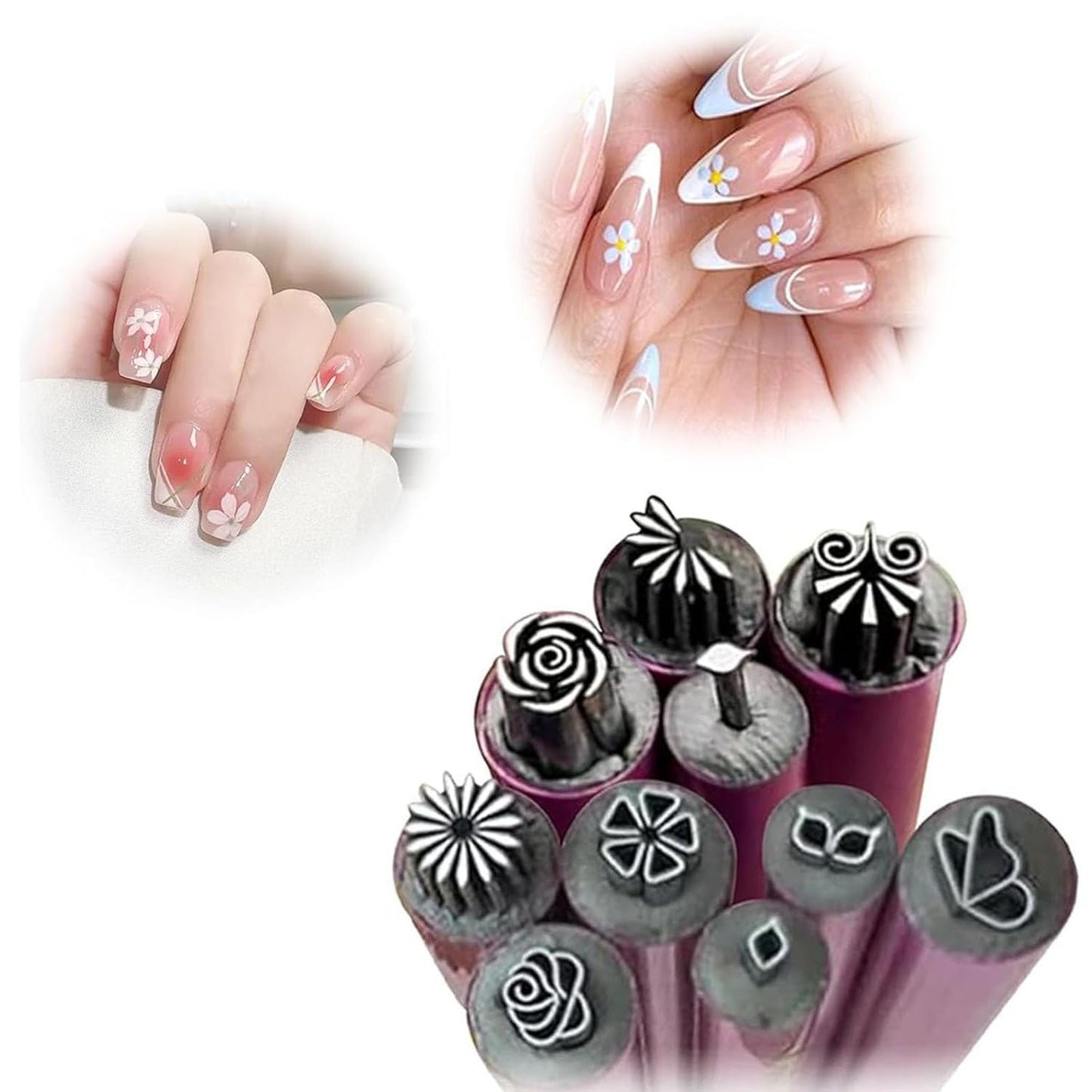 Nail Art Stamp Pen Set, Nail Art Stamp Stamps Pen –DIY Nail Art Tools, Butterfly & Rose Patterns Nail Stamping Tools for Creative DIY Home Manicures (10pcs)