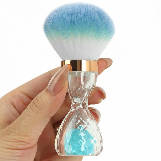 Nail Dust Brush for Acrylic Nails,Soft Brush Nail Art Dust Powder Remover Brushes,Manicure Brush Clean Up Tools for Home Use or Salon Nail Art Brush(Hourglass Blue)