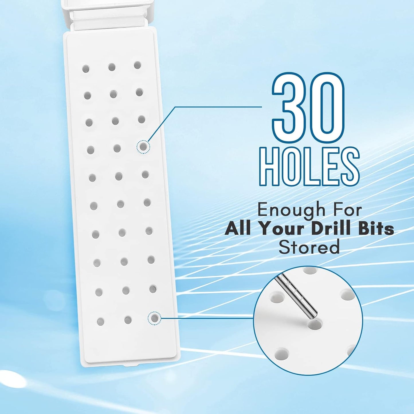 Makartt Nail Drill Bits Holder,Dustproof Stand Displayer Organizer Container Case 30 Holes drill bit holder nail tech Professional Nail art Tools(Not Inlcude Drill Bits,White)