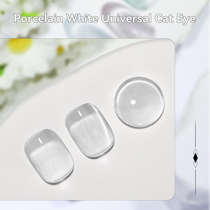 JODSONE Cat Eye Gel Nail Polish - 16.5ml Porcelain Silvery Moonlight Glassy Holographic Cat Eye Gel Nail Polish with Magnet Soak Off Need LED/U V Light Nail Art DIY Salon Gift