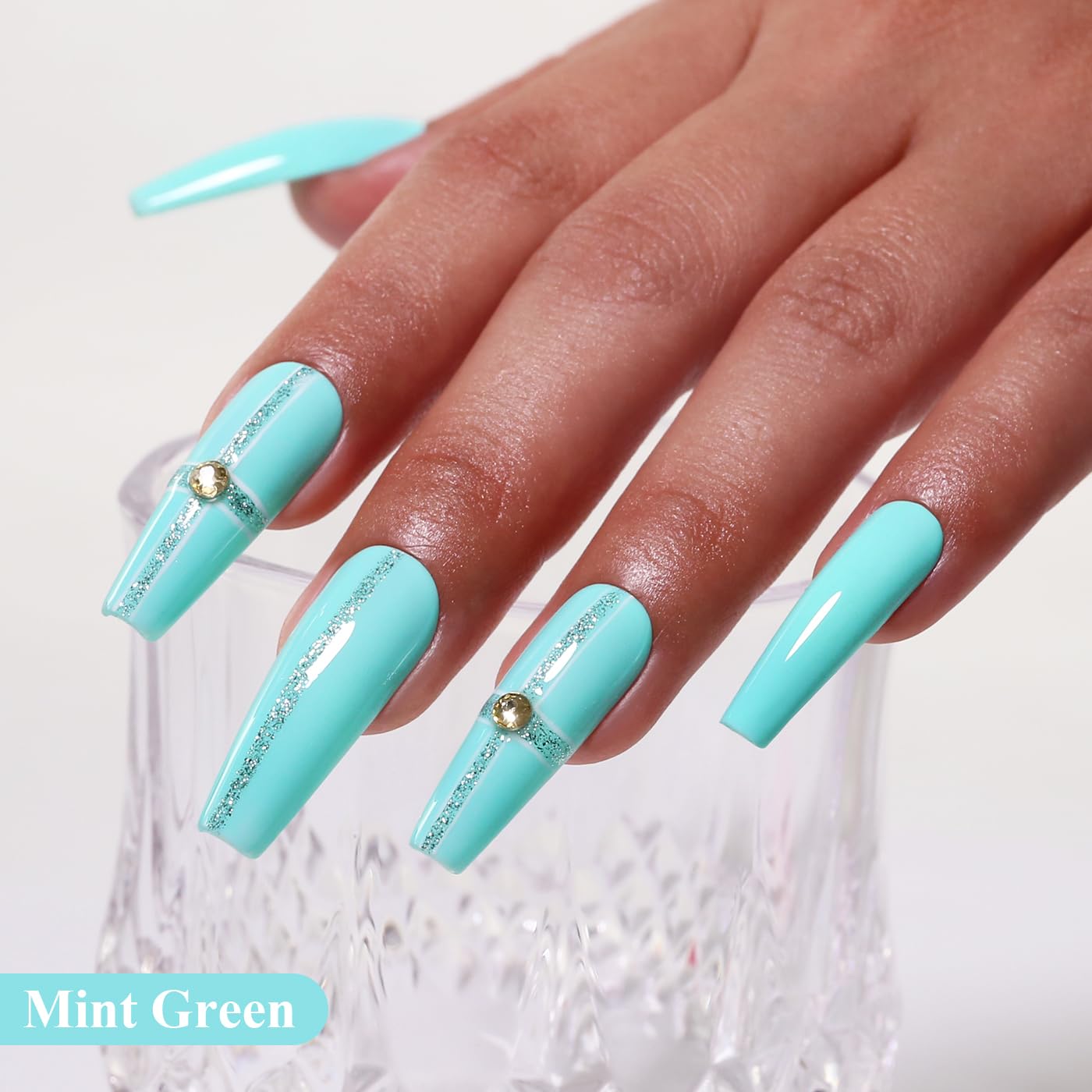 Imtiti Green Gel Nail Polish, Mint Green Nail Gel Polish High Gloss Soak Off UV LED Spring Summer Nail Art Manicure Salon DIY Design 10ML