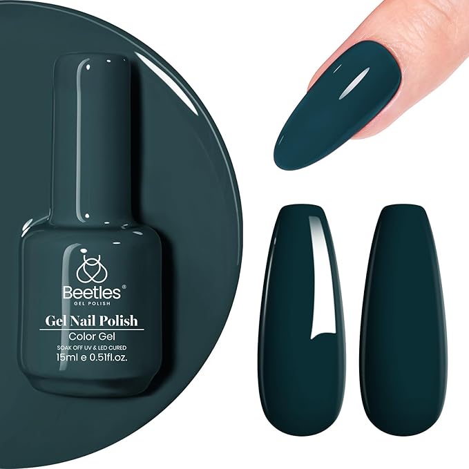 Beetles Winter Gel Nail Polish 15ml Aegean Dark Navy Blue Gel Polish Dark Teal Jewel Tone Nail Art Manicure Salon DIY Decoration at Home Soak Off Uv Lamp Cured Gift for Women
