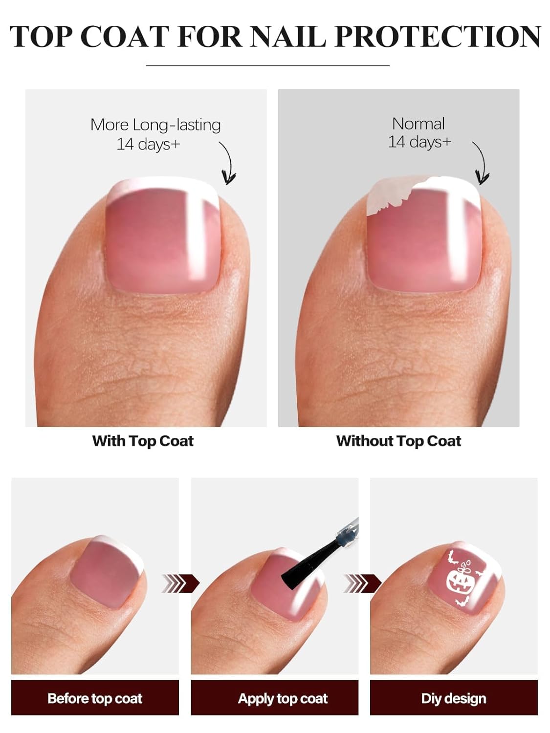 EBANKU 52Pcs Semi-Cured Gel Strips for Toes, Real Polish Sticker, Long-Lasting French Manicure Stickers, Salon Nails at Home, Requires UV Light With Nail File & Stick