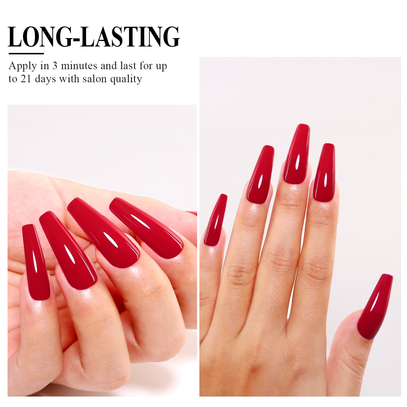 Imtiti Red Gel Nail Polish, Deep Red Gel Polish High Gloss Soak Off UV LED Nail Gel Polish Autumn Winter Gel Polish Nail Art Manicure Salon DIY Design Gel Nail 10ML