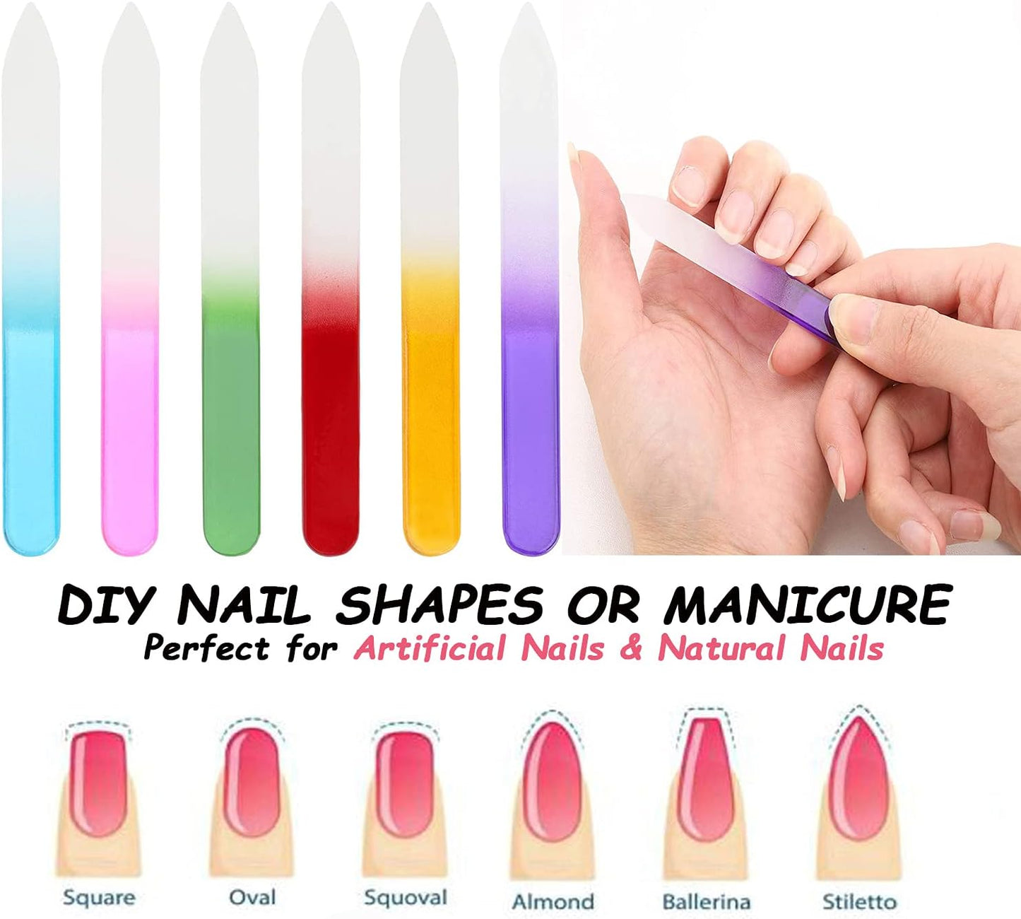 42PCS Glass Nail Files Double Sided Crystal File Manicure Tool for Nail Care