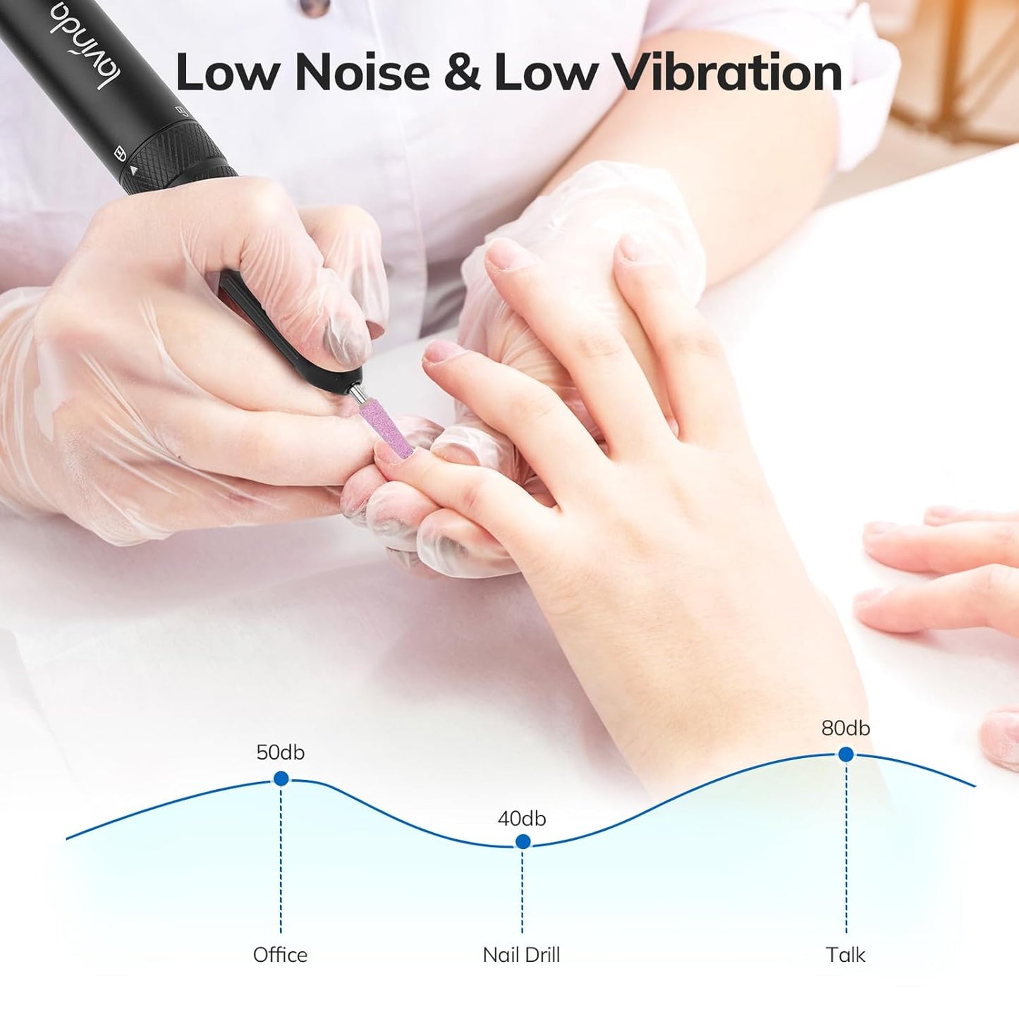 Lavinda 35000RPM Electric Nail Drill, Professional Cordless Nail Drill Machine Portable Rechargeable Nail Efile for Acrylic Gel Nails, Manicure Pedicure Polishing Shape Tools for Salon Home Use-Black