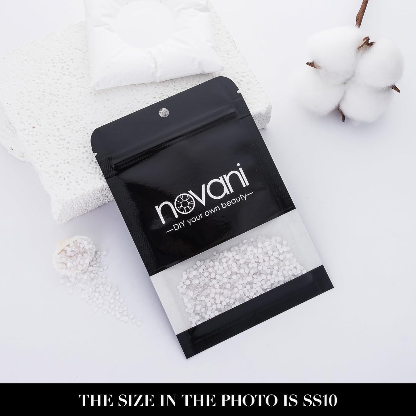 Novani 3000 Pieces Flatback Rhinestones Glass Round Gems Neon-White Crystals for Nail Art DIY Crafts Clothes Shoes,SS10,2.7-2.9mm