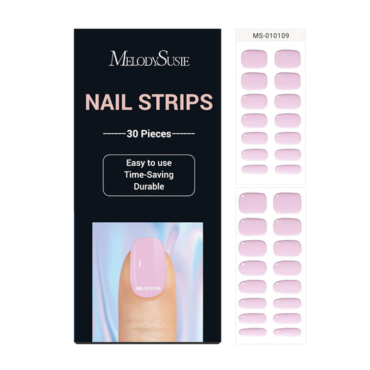MelodySusie 30PCS Semi Cured Gel Nail Strips, Lavender, Salon Quality, Long Lasting, Easy to Apply, Includes 2 Prep Pads, Nail File and Wooden Stick