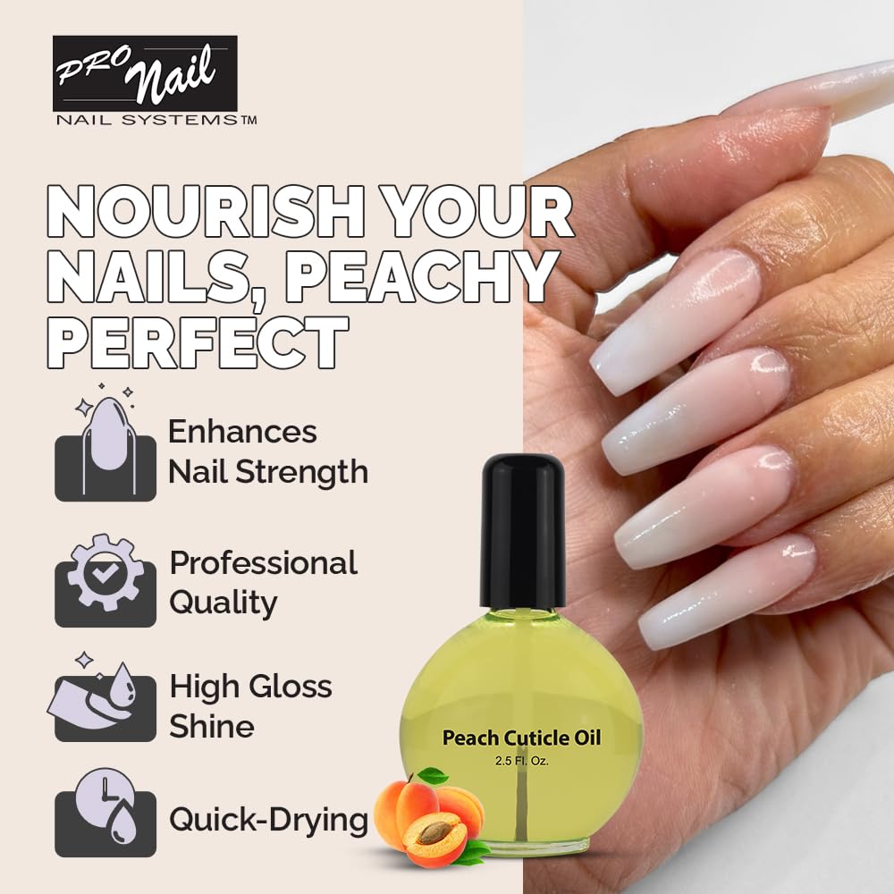 PRO NAIL - Cuticle Revitalizing Oil for Nails, Peach, 2.5 Oz - Professional Strength, Pedicure and Manicure - Moisturizes and Strengthens Nails and Cuticles - Soothing and Nourishing