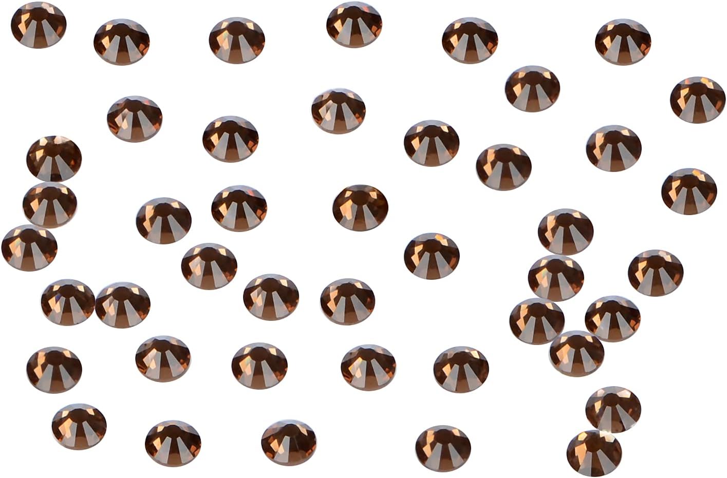 2880PCS Art Nail Rhinestones Non Hotfix Glue Fix Round Crystals Glass Flatback for DIY Jewelry Making with one Picking Pen (ss5 2880pcs, Smoked Topaz)