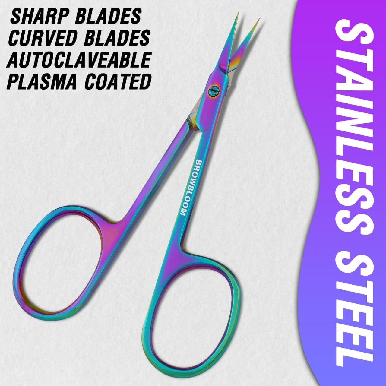 Precision Cuticle Scissors for Manicure, Pedicure, Eyebrow, and Eyelash Grooming - Extra Sharp Multi-Color Curved Cuticle Scissors with Black Storage Case for Men and Women (Multi)