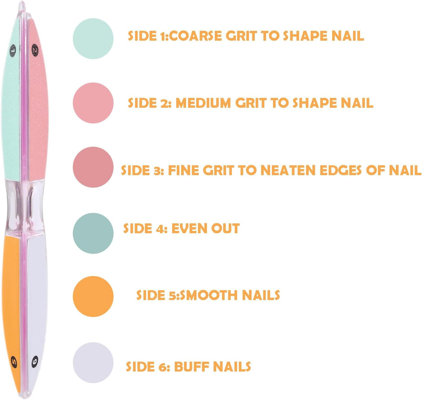 6 Sided Nail File and Nail Buffers, Multi-Functional Nail File for Shaping and Polishing, Gifts for Women, Stocking Stuffers, Nail Care Tool, All-in-One Shaping & Buffing
