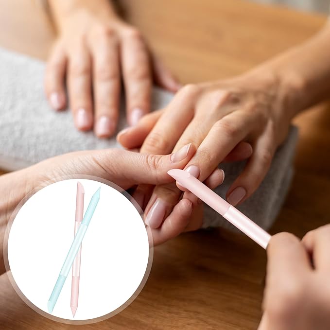 Glass Cuticle Pusher Set of 2 Cuticle Remover Tool Nail Cuticle Trimmer Double Sided Glass Manicure Stick Angled Cuticle Filing Pusher