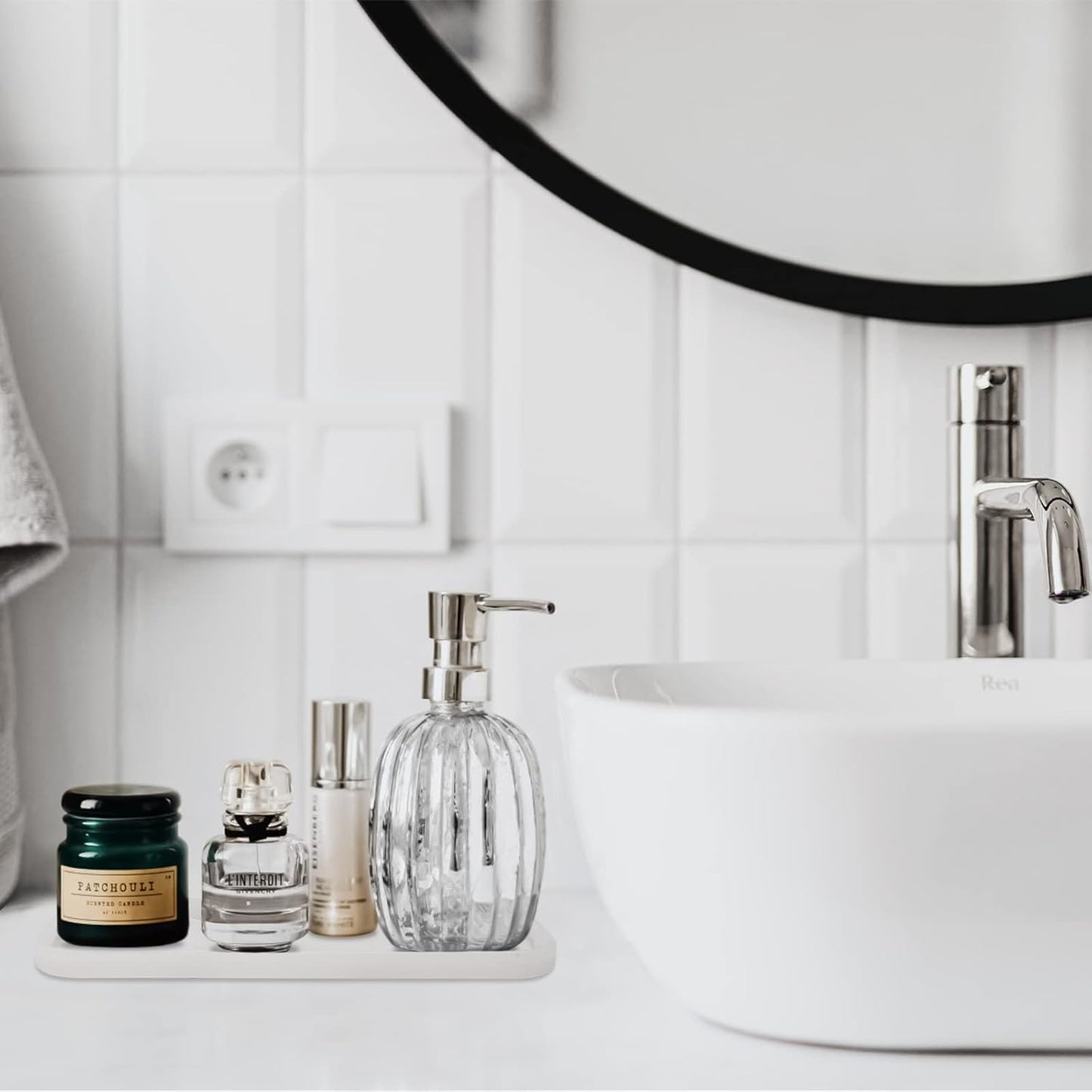 Silicone Organizer Tray, Soap and Sponge Holder for Kitchen Sink, Bathroom - Storage Tray for Dish Brush, Soap Dispenser, Dishwashing Accessories- 2 Pack (Clear)