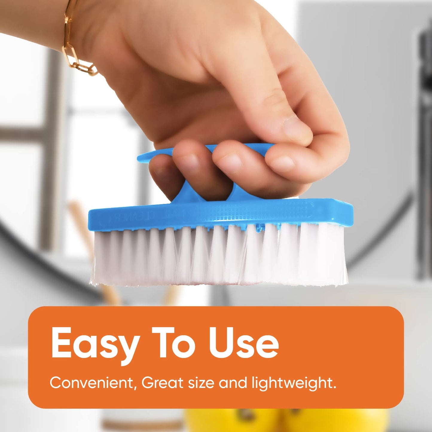 Superio Nail Brush for Cleaning Fingernails, Nail Scrubber Brush, Toe Foot Hands Fingernail Brush Cleaner- Small Scrub Brush- All-Purpose Stiff Cleaning Brush (4, Blue)