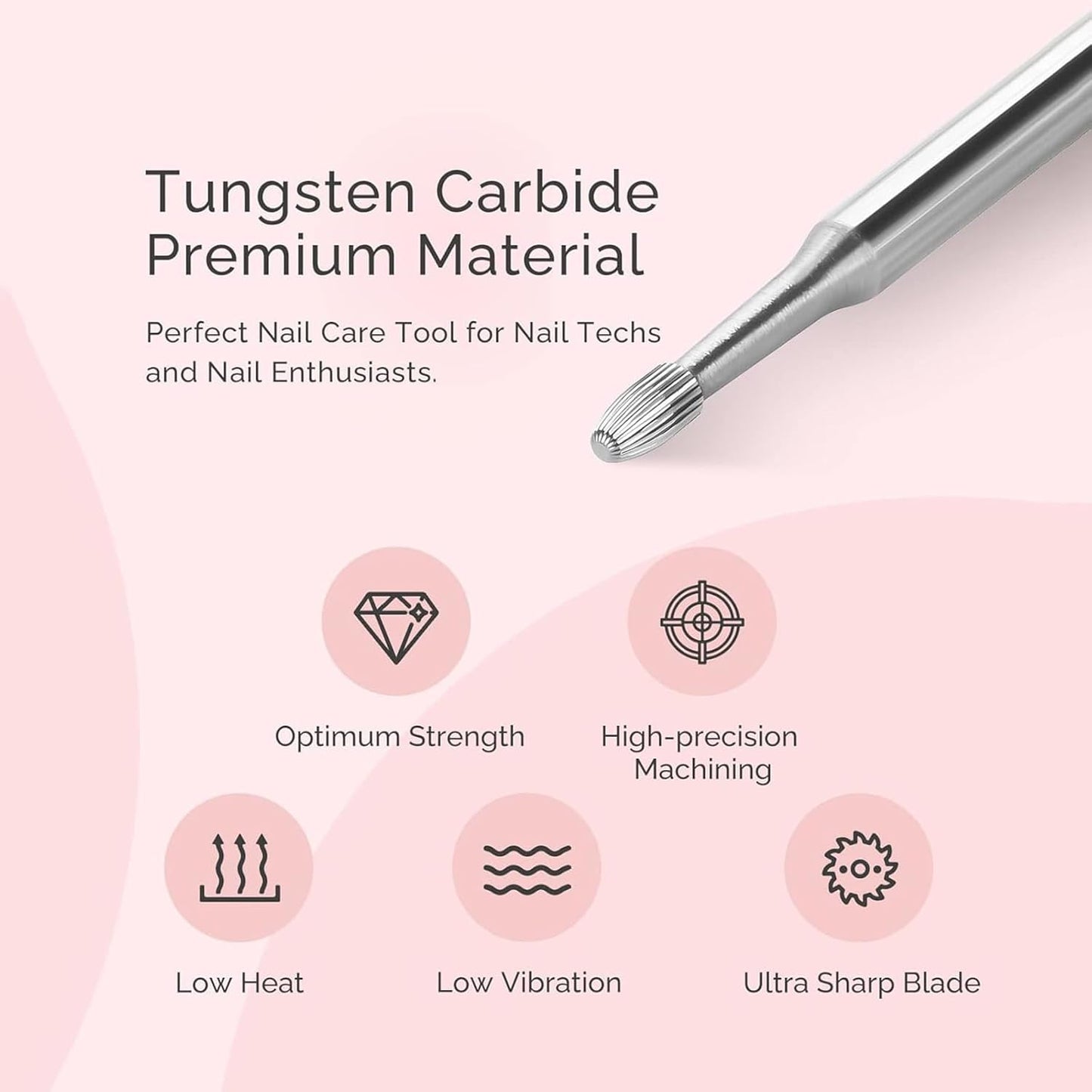 MelodySusie Cuticle Clean Nail Drill Bit 3/32'', Professional Safety Carbide Under Nail Cleaner Nail Bit for Cuticle Dead Skin Nail Prepare, Two Way Rotate, Manicure Nail Salon Supply(Silver, Coarse)