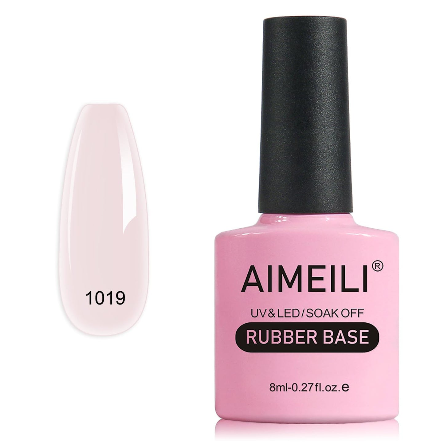 AIMEILI Rubber Base Gel Nail Polish, Hema Free, Cruelty Free, Vegan, Builder Nail Gel Base Coat Soak Off Nail Art Design - RB1019 8ml