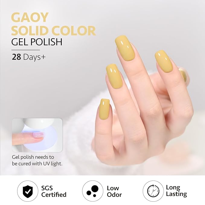 GAOY Yellow Gel Nail Polish, 16ml Soak Off Gel Polish, UV Light Cure for Nail Art DIY Manicure at Home, 2009 Dijon Yellow