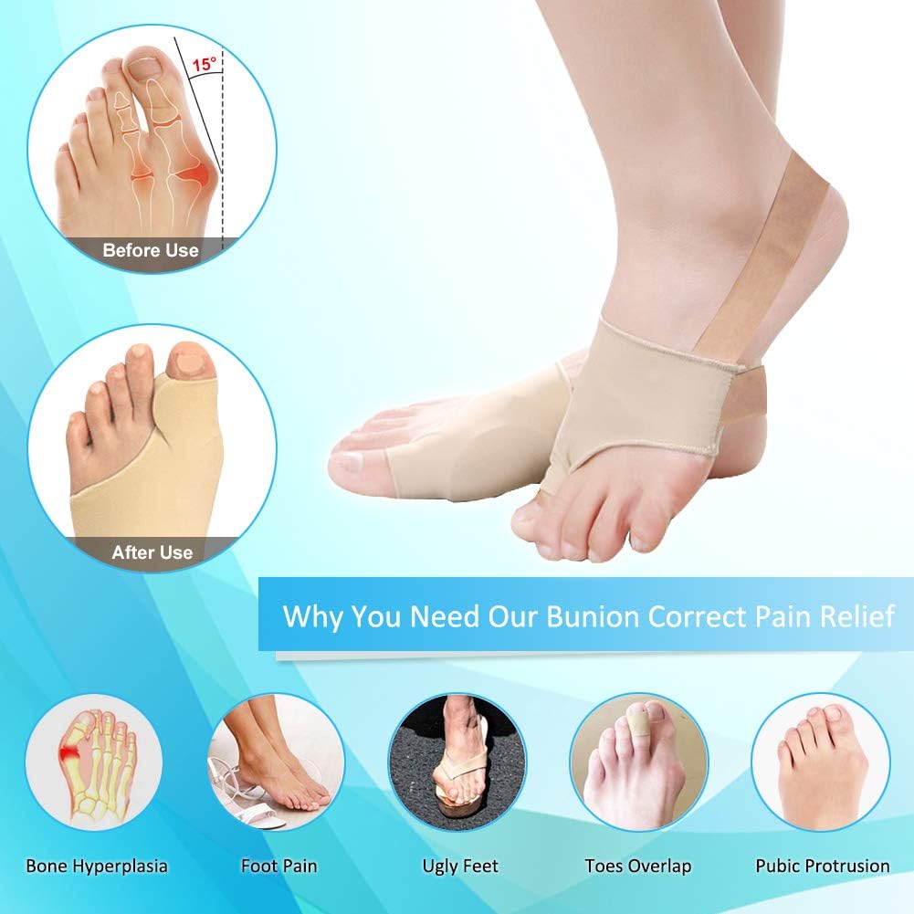 Tailor Bunion Corrector, Bunion Pads for Bunion Pinky Relief, Tailors Splint for Toe Straightener, Little Toe Separator, Overlapping, Soft Silicone Gel Bunion Pad with Anti-Slip (S)
