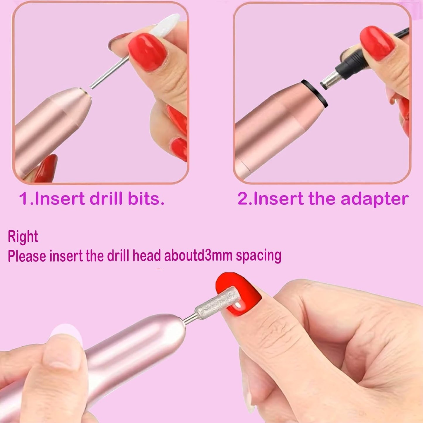 Portable Electric Nail File - Professional Manicure 25,000 RPM with 12PCS Nail Drill Bits, Nail Gel Polish Remover