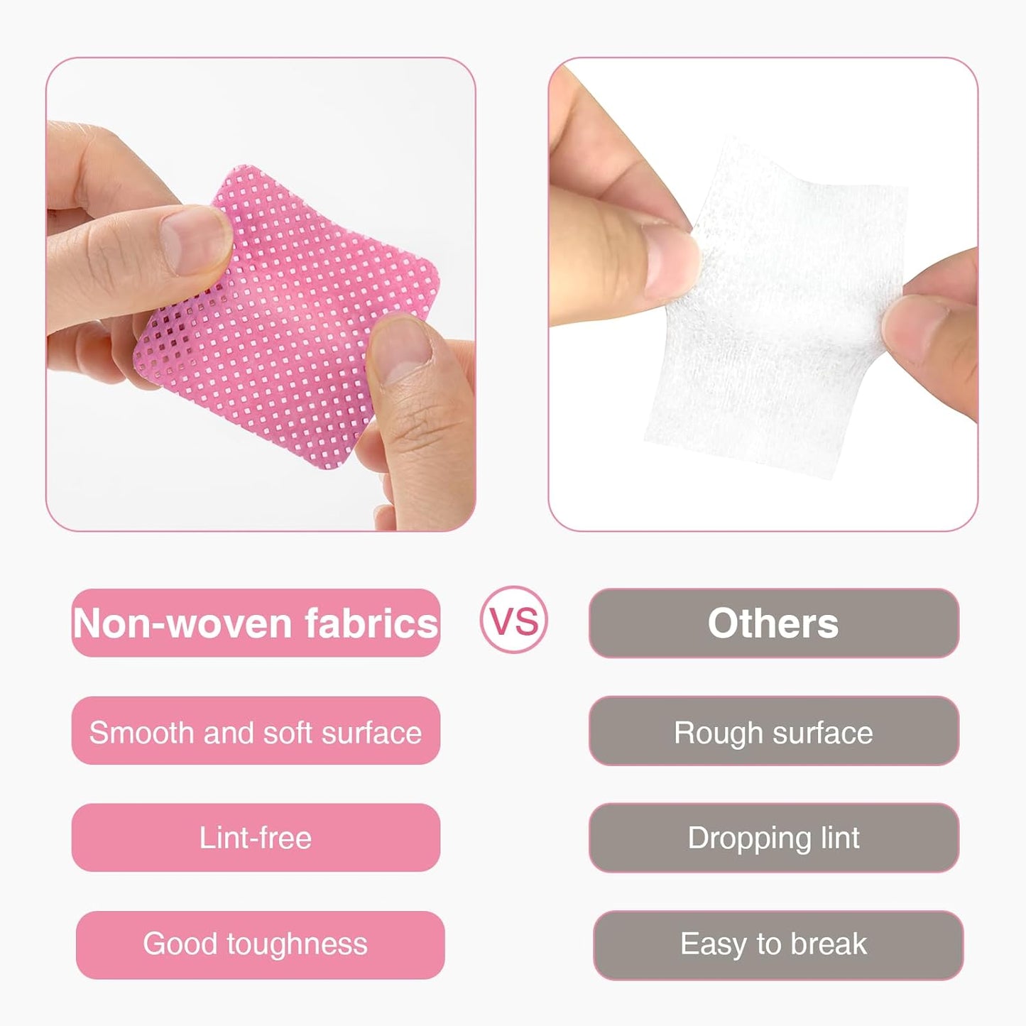 BLUERISE Lint Free Nail Wipes White 600pcs Nail Polish Remover Pads Soft Absorbable Eyelash Extension Glue Cleaning Wipes